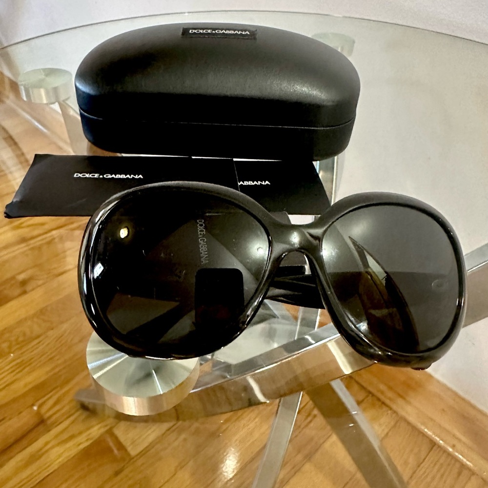 Dolce & Gabbana Glossy Black Oversized Women's Sunglasses